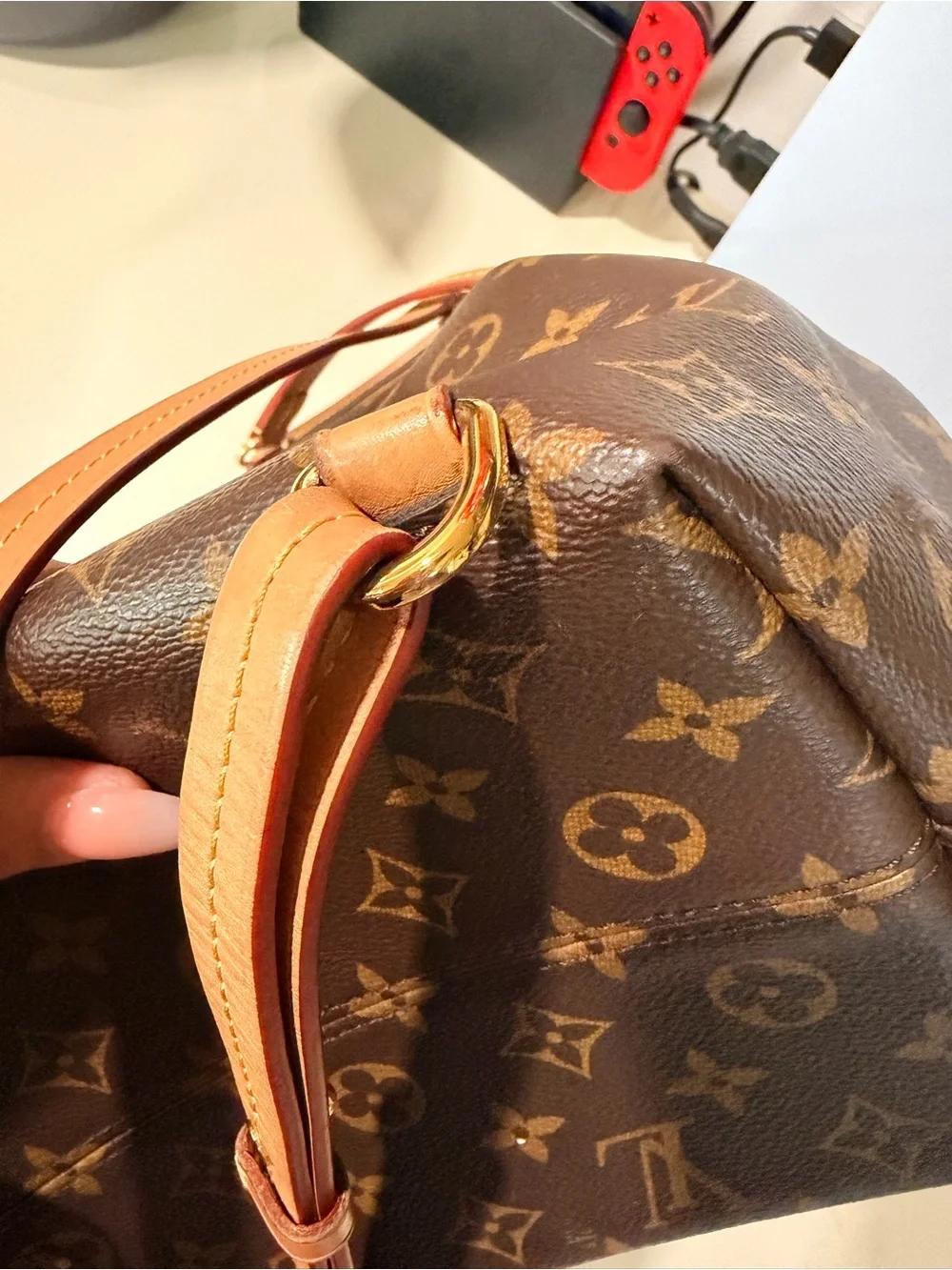 Louis Vuitton montsouris Brown Monogram Canvas Small Backpack with Vachetta Trim